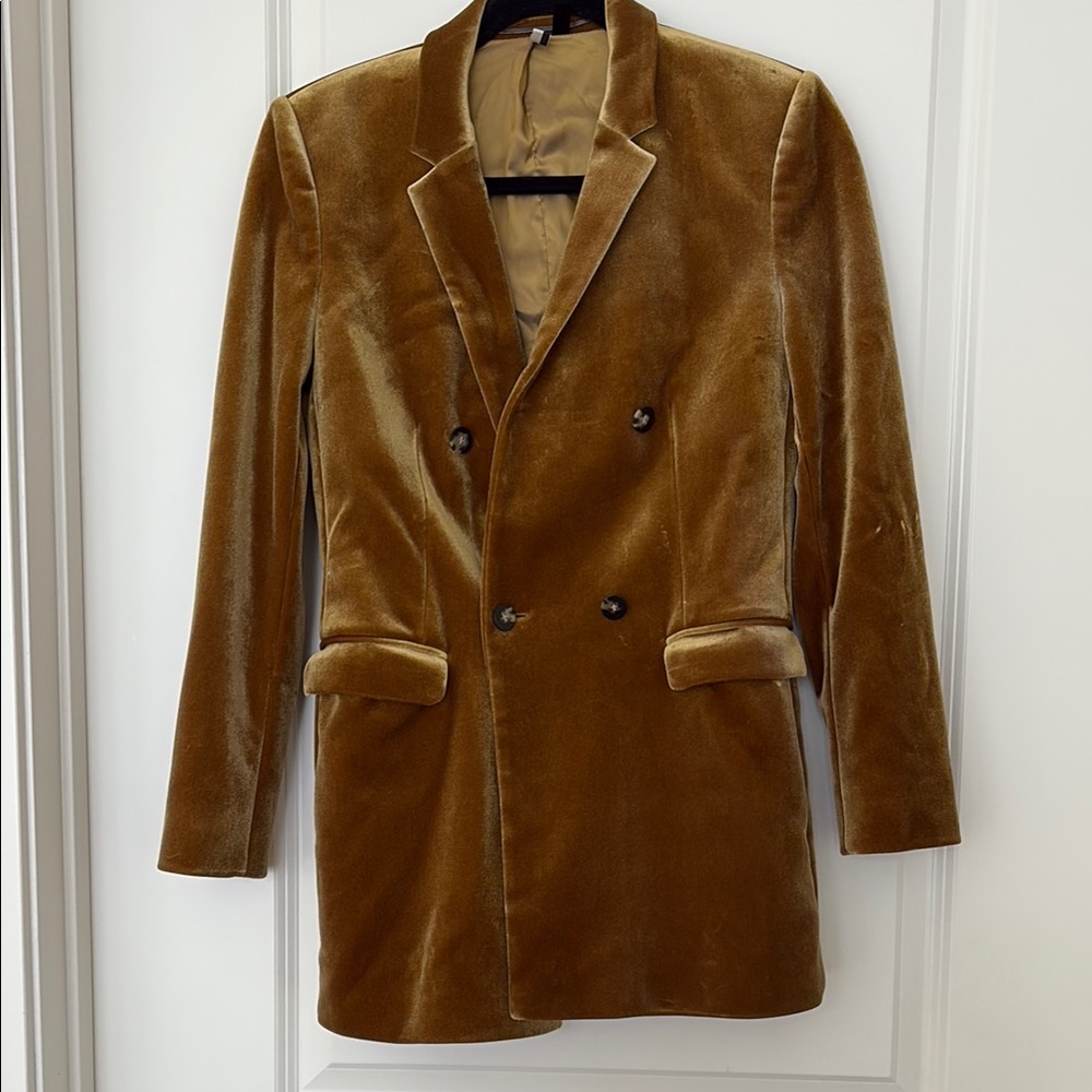 Topshop Mustard 
Gold Velvet Women's Suit | Two-Piece Set | Size 2:4